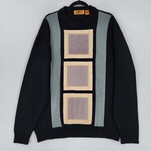 Vintage Sweater Mens Large Black Trutus Biancarra Crew Neck Pullover 90s Retro